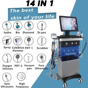 Многофункциональный аппарат для дермабразии лица 14 В 1 Aqua Peel Глубокое очищение, Биофотонная подтяжка лица, уход за кожей Спа