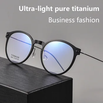 Оправа для очков из чистого титана, мужские Ретро Круглые Овальные очки, женские модные очки для близорукости, Оптические Рецептурные линзы