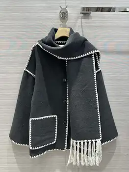 Новое пальто с воротником для осенне-зимней атмосферы academy может быть сладким и соленым. Свободная версия очень вместительна.