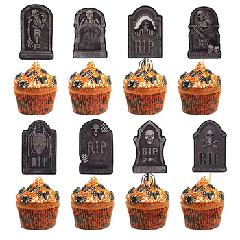 8 ШТ. палочки для надгробных плит, украшения для тортов на Хэллоуин, украшение стола для торта на кладбище, Центральные палочки для вечеринок на тему Хэллоуина