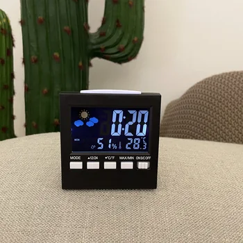 Погодные часы Цветной экран Цифровой дисплей Термометр Влажность Часы Красочный Будильник Календарь Погода Электронный будильник