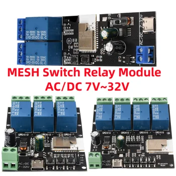 AC/DC 7 В ~ 32 В 1/2/3/4-канальный беспроводной модуль реле WIFI Плата разработки MESH Bluetooth Smart Switch Приложение Таймер дистанционного управления