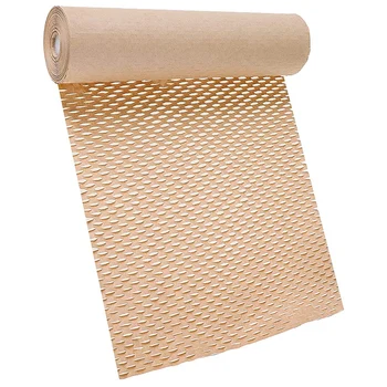 Сотовая упаковочная бумага, амортизирующий рулон крафт-бумаги 11,8 дюйма х 65 футов, экологически чистая сотовая защитная пленка
