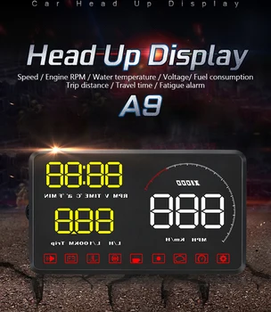 Автомобильный монитор OBD2, многофункциональные системы предупреждения о скорости, цифровой головной дисплей A9, 5,5-дюймовый HD-дисплей