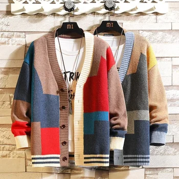 2023 Новые осенне-зимние роскошные модные мужские вязаные кардиганы, повседневный свитер с V-образным вырезом, мужские пальто большого размера, куртка
