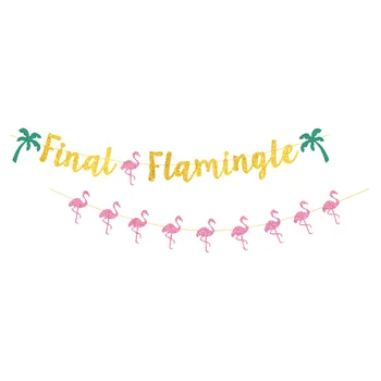 2 Шт Вытяните флаг, баннеры с Днем Рождения, декоративные бумажные украшения с фламинго, креативная вечеринка, банкет в гавайском стиле, Вытягивание
