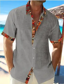2023 Новая модная рубашка с коротким рукавом Внешняя торговля Спортивный кардиган на шести пуговицах 3D печать Гавайская повседневная мужская короткая рубашка