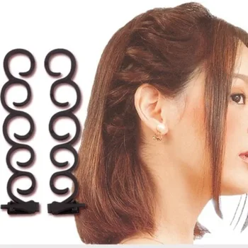 2 шт. / компл. Заколка для волос Magic French Twist Brait Wave Braid Clip Stick Bun Maker Зажим для укладки волос в форме сороконожки для женщин