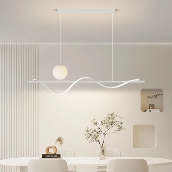 Светодиодная ресторанная люстра, роскошный современный простой подвесной светильник для обеденного стола, креативные лампы для внутреннего освещения в скандинавском стиле с длинной полосой