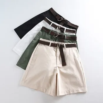 Женские повседневные шорты, Корейские модные брюки свободного кроя с ремнями из пяти частей