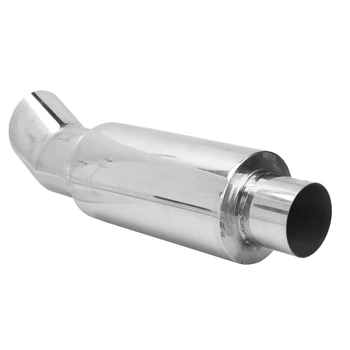 Глушитель выхлопных газов Полированный Сквозной серебристый глубокий тон 63 мм, поглощающий звук Автомобильный глушитель выхлопных газов в стиле DTM