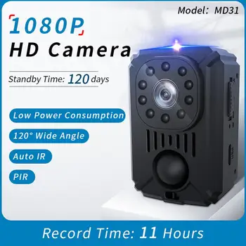 Экшн-мини-камера Photo DV Smart Camera PIR HD 1080P Рекордер Время автономной работы 8 часов Задняя клипса Автоматическая видеокамера ночного видения