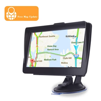 7-дюймовая автомобильная GPS-навигация, HD-навигатор, Автомобильный солнцезащитный козырек, Спутниковая навигация, Бесплатное обновление карты, Карта Европы, Северной Америки, Карта Австралии 256 МБ + 16G