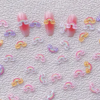 20 штук Милых розовых лебедей, Радужные подвески для дизайна ногтей, горный хрусталь, 3D Каваи, прозрачные украшения для ногтей, украшения своими руками для девочек