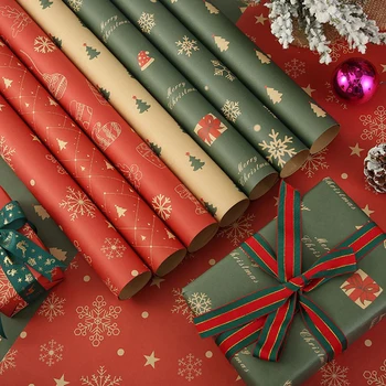 Рождественская бумага для упаковки подарков своими руками, Разноцветная Рождественская Крафт-бумага, Новогодняя бумага для упаковки подарков на День рождения, Свадебное украшение