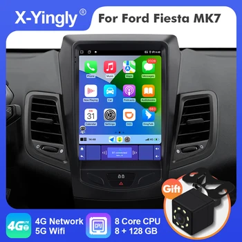 Автомобильный мультимедийный плеер Android 12 для Ford Fiesta MK7 2009-2016 Навигационный экран в стиле Tesla GPS Carplay 4G