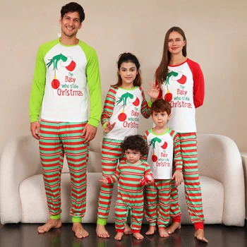Новинка 2023 года, Подходящая одежда для мамы, дочки, отца и Сына, Детский комбинезон с полосатым принтом, Семейная Рождественская пижама, Милая Мягкая пижама