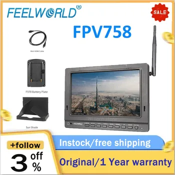 Официальный 7-дюймовый беспроводной FPV-монитор Feelworld FPV758 с разрешением экрана 1024x600 HD для Go pro с одним 32-канальным приемником 5.8G
