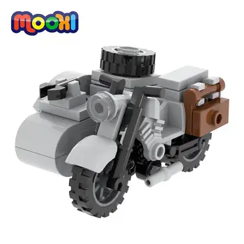 Военный мотоцикл MOOXI Type 97 с коляской, совместимые с автомобилем MOC Bricks Wars WW2 Фигурки героев, Строительные блоки, детские игрушки