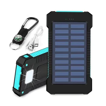 портативный аккумулятор солнечной энергии на открытом воздухе, водонепроницаемый USB-компас, Внешнее зарядное устройство для iPhone, аккумулятор для смартфона, светодиодная подсветка