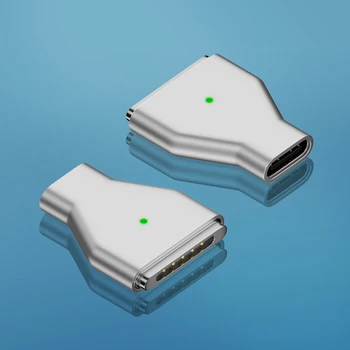 Магнитный адаптер USB C для быстрой зарядки PD мощностью 140 Вт, световой индикатор преобразователя типа C для Magsafe для MacBook Air/Pro