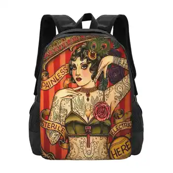Татуировка Часовни Винтажный арт-рюкзак для рекламы тела для школьника, сумка для ноутбука, дорожная сумка для часовни, татуировки, пирсинг для татуированной леди