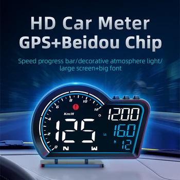 GPS Детектор скорости Светодиодный дисплей Автоматический Умный Спидометр Охранная сигнализация Автомобильный GPS детектор миль в час Умный головной дисплей для автомобиля Авто