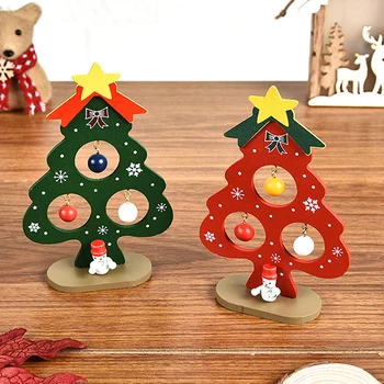 Мини-Подарок для украшения Рождественской елки из дерева, Милый Домашний Декор для рабочего стола, Рождественская вечеринка, Подарок своими руками