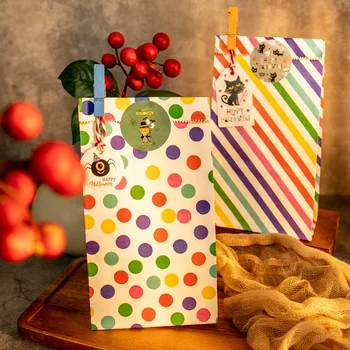 20 компл. / упак. Бумажные подарочные коробки для счастливого Хэллоуина, пакет для сладостей, свадебный пакет для конфет, детская упаковка с наклейками и бирками