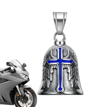 Мужской крест в стиле ретро-панк, колокольчик на удачу, Ангельское крыло, рыцарский колокольчик, металлическая подвеска, аксессуары для езды на мотоцикле, колокольчик-хранитель