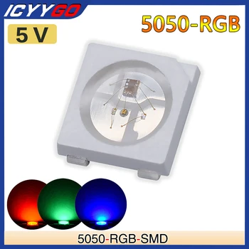 100ШТ 5050 Led Diy Chip SMD WS2812B Красный Зеленый Синий свет (4Pin) RGB Smart Индивидуально Адресуемый Цифровой DC5V ICYYGO