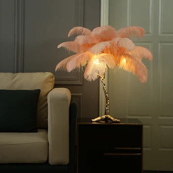 Роскошная настольная лампа со светодиодной подсветкой из перьев Nordic, Настольная Декоративная лампа для дома, гостиной, спальни, кабинета, прикроватной тумбочки, мебели
