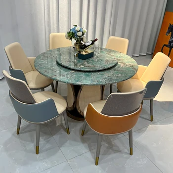 Итальянский Легкий Роскошный круглый стол и стул для ресторана, Новое сочетание простой и высококлассной дизайнерской мебели