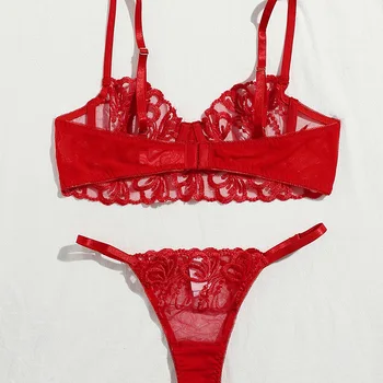 Сексуальное нижнее белье с кружевной вышивкой, женский комплект бюстгальтеров концентрированной формы Red Hot Temptation