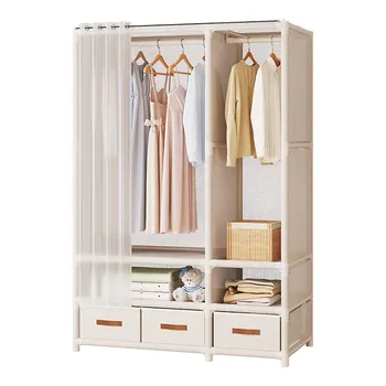Шкаф для одежды в домашней спальне Простой сборки Пылезащитный шкаф для арендуемой комнаты