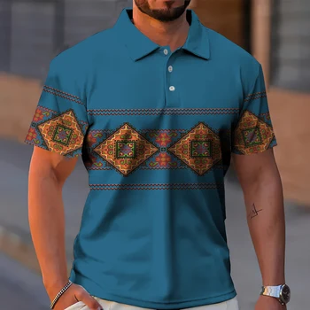Летние мужские рубашки поло с 3D-принтом в стиле Тотем, повседневные топы, Модные тренды с коротким рукавом Оверсайз, мужская одежда