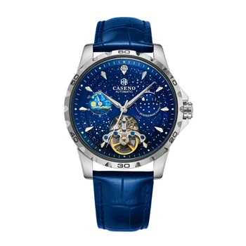 Часы Tourbillon с автоматическим автоподзаводом, звездным небом, светящимся водонепроницаемым циферблатом, роскошные мужские деловые механические наручные часы