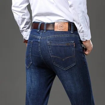 Мужские эластичные прямые джинсы 2023, абсолютно новые Деловые повседневные джинсовые брюки классического стиля, синие Черные мужские брюки 29-40 Pantalones