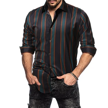 Деловая рубашка в полоску от en высокого класса, модная мужская облегающая удобная рубашка с принтом.