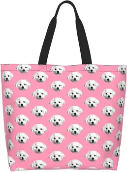 Пляжная сумка большой емкости, хозяйственная сумка с мультяшной собачкой многоразового использования, подходит для взрослых и подростков