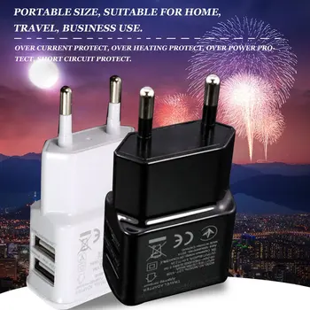 Адаптер питания 1A, Портативное зарядное устройство для мобильного телефона с двумя USB-разъемами, Электрическая розетка для путешествий, адаптер для зарядного устройства для смартфона