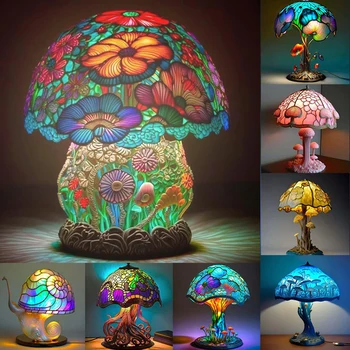Винтажная настольная лампа-гриб из смолы LED Креативный Настольный Ночник Улитка Осьминог Прикроватный Декор для спальни Свет Атмосфера Свет
