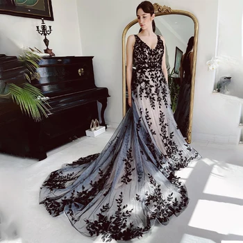 Элегантные свадебные платья с кружевной аппликацией с V-образным вырезом, вечерние платья для новобрачных 2024 Vestido De Noival