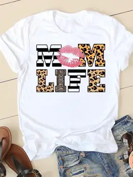 Футболки, одежда с коротким рукавом, модная летняя повседневная футболка с леопардовым буквенным принтом, женская футболка с рисунком