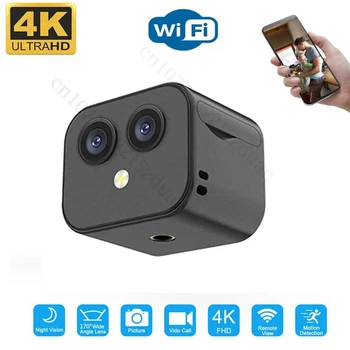 Мини-WiFi-камера 4K Ultra HD, IP-беспроводное видеонаблюдение, двойная спортивная видеокамера, камера ночного видения, умный домашний монитор.