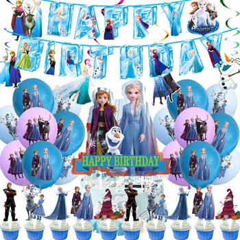 Украшение вечеринки по случаю дня рождения Disney Frozen, баннер с Минни, воздушные шары с русалочкой, Топпер для торта, принцесса для девочек, сувениры для вечеринок