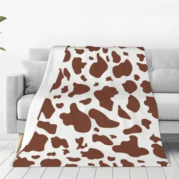 Одеяло с рисунком коровы, флисовая летняя текстура, Многофункциональные Супер мягкие одеяла для постельного белья, покрывала для путешествий