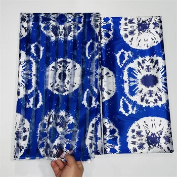 Новейшая африканская восковая атласная шелковая ткань с рисунком для платья, креативная Цифровая печать, восковая органза, атлас, 4 + 2 ярда/лот YL031102