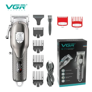 Электрическая машинка для стрижки волос VGR, профессиональная машинка для стрижки волос, Триммер для волос, Металлическая парикмахерская USB-зарядка для мужчин V-276