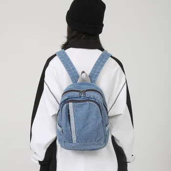 Джинсовый мини-рюкзак для девочек 2023 New Port Fashion ins, универсальный школьный рюкзак для отдыха и туризма, мини-маленький рюкзак